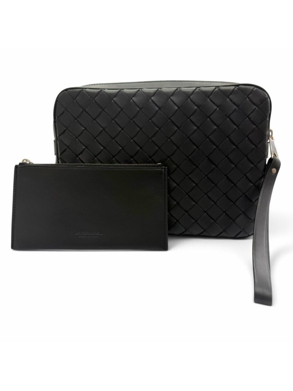 Bottega Veneta Leather Intrecciato Clutch Black